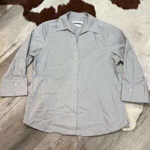 Foxcroft Light Gray Casual Button Down Shirt
